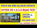 poco M4 pro 4g hyper OS 1.0.3.0 bgmi review with new ocean 🌊 update lag, fps drop,heat 😕 problem