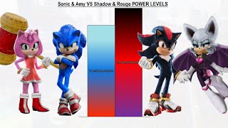 Sonic \u0026 Amy VS Shadow \u0026 Rouge POWER LEVELS - Sonic The Hedgehog / Sonic 1 / Sonic 2 / Sonic 3