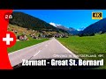 Switzerland Drive 4K - Great St Bernard Pass | Aosta Valley