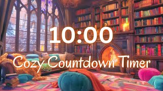 🔥10 Minute Timer🔥 | Cozy Reading Room with Fireplace & Snow