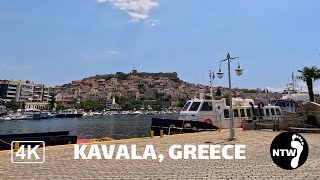 Midday walk to the beach in Kavala, Greece | Ambient city sounds | 4K