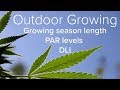 Growing Outdoors - Growing Season Length - PAR levels - DLI (Daily light Integral) Growing Outdoors - Growing Season Length - PAR levels - DLI (Daily light Integral)