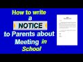 How to write Notice for Parents Meeting in School | Notice to Parents about School Meeting