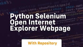 Python selenium open internet explorer webpage