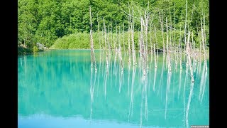 JG 4K 北海道 青い池と白髭の滝 Blue water,Hokkaido