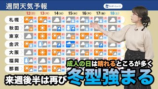 【週間天気】成人の日は晴れが多くなるも再び冬型強まる