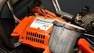 Beautifully jammed, Husqvarna 365 repair.