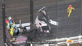 360 Knoxville Nationals D Main Crash with Bowers and Brahmer / August 6, 2022