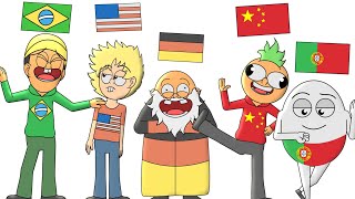 Português VS Inglês VS Alemão VS Chines VS Portugal !!! Animação