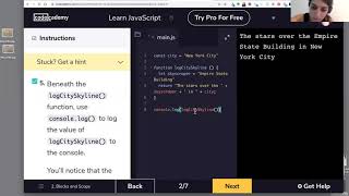 Javascript Scope tutorial on codecademy