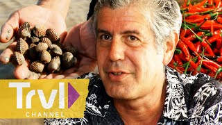 Cockle Harvesting \u0026 a Tight Train in Thailand | Anthony Bourdain: No Reservations | Travel Channel