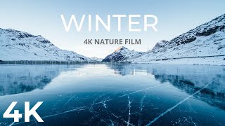 4K Winter Snow Mountains and Forests - Amazing Nature with Relaxing Piano Music for Stress Relief