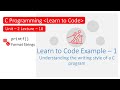 Unit-2 Lecture-18 Learn to Code Example-1: printf(), format specifier