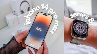 Aesthetic Unboxing ✨📦 iPhone 14 Pro Max + Apple Watch Series 8 + AirPods Pro + AirPods Max + MagSafe