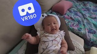 [VR180 5.7k] Baby Riley refreshed after morning bath | Vuze XR 180° 3D