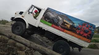 Mercedes-Benz Unimog climbing hill. Unimog museum Gaggenau