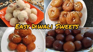 4 Easy Diwali Sweets/Badhusha/Gulab Jamun/Rava Laddu/Mothichoor Laddu@ShabnamsCooking