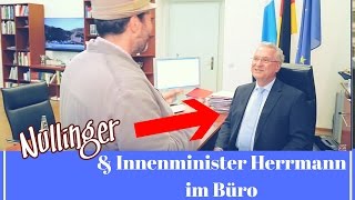 Studiotechniker Nullinger besucht Innenminister Herrmann in seinem Ministerbüro