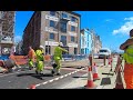 Weymouth Harbour, Custom House Quay resin paving work. A skilled operation. Site of the 1865 tramway