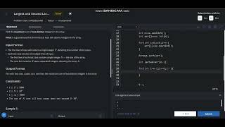 Largest and Second Largest | Codechef | Starters 88 | Solution In JAVA.