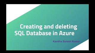 Creating and deleting SQL Database in Azure