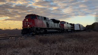 [4K] Two CN Train Meet near Lovekin, ON