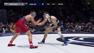 141 LBS: #3 Nick Lee (Penn State) vs. Doug Zapf (Penn) | 2019 B1G Wrestling