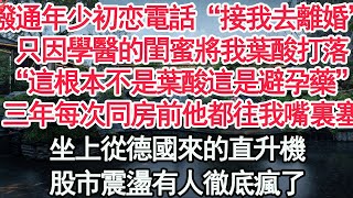 撥通年少意難平電話“來接我去離婚”，只因學醫的閨蜜將我葉酸打落，“這根本不是葉酸這是避孕藥”三年每次同房前他都往我嘴裏塞，坐上從德國來的直升機，股市震盪有人徹底瘋了【顧亞男】【高光女主】【爽文】