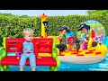 Diana and Roma make a mini aqua park for baby Oliver | Fun Day with Water Games