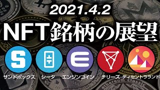 NFT上位銘柄から読み解くアルト相場の展望 ［2021/4/2］仮想通貨市場の牽引役となるか！？シータ、エンジン、サンドボックス、チリーズ、SAND,THETA,ENJIN,CHZ,MANA