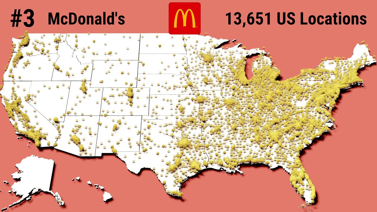 Map Comparison - The 30 Biggest US Fast Food Chains - YouTube