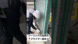 シーリング打設前のプライマー塗布