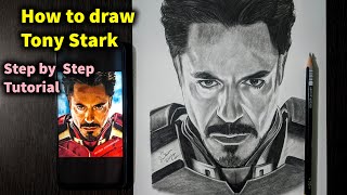How to Draw Tony Stark Step by Step Sketch tutorial - Part 2/ Ironman / Pencil Shading, Blending