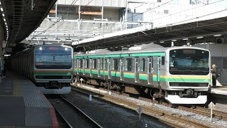 上野東京ラインE231系＆湘南新宿ラインE231系　大宮駅に同時到着