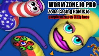 worms zone.io pro slither snake game savage killer #13 "zona cacing.io purple worms vs 3 big boss"