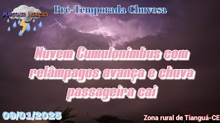 Nuvens Cumulonimbus, relâmpagos e chuva passageira • Tianguá-CE • 09/01/2025