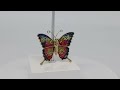 butterfly brooch pin enamel blue red glitter lucite gold tone metal vintage