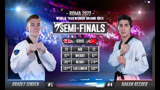 230 M-68kg SF SINDEN Bradly GBR 🔵 vs 🔴 RECBER Hakan TUR I Rome 2022 World Taekwondo GP