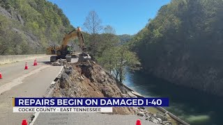 Repairs begin on damaged Interstate 40