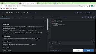 Off By One Problem form CodeChef || Codechef Problem with Answer || Coding Problem Solve ||