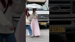 Zhao Lusi in her hanfu for filming “A Female Student at the imperial college”