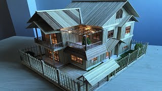 Building Wooden Stick Mansion Time Lapse HD - DIY at home