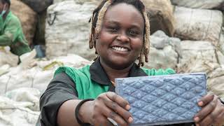 How This Kenyan Young Lady Recycles Waste Plastics Into Pavement Bricks!