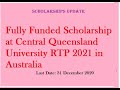 Fully Funded Scholarship at Central Queensland University RTP 2021 in Australia