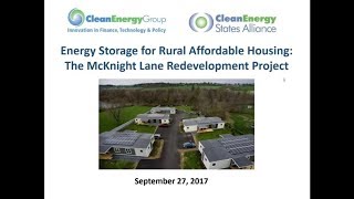 Energy Storage for Rural Affordable Housing: The McKnight Lane Redevelopment Project (9.27.2017)