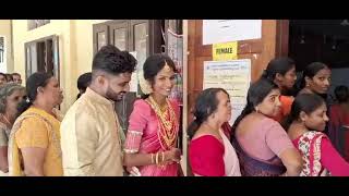 Just Married couple cast their vote  in Kanjikuzhi Grama Panchayat of Alappuzha district of Kerala.