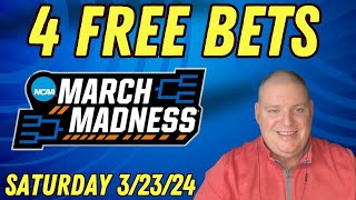 Saturday 4 Free NCAAB Picks & Betting Predictions - 3/23/24 l Picks & Parlays l #ncaabets