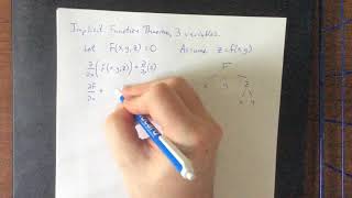 The implicit function notion theorem, three variables