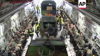 US military transporter takes French troops and equipment to Mali