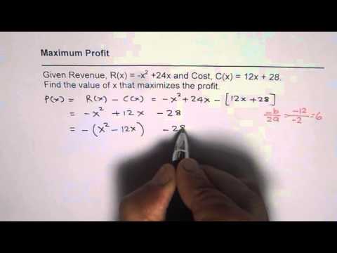 Determine Maximum Profit From Revenue and Cost Function Determine Maximum Profit From Revenue and Cost Function
